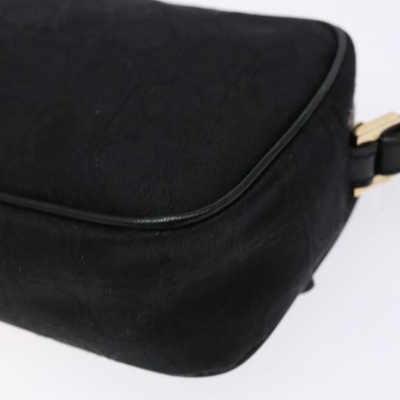 Salvatore Ferragamo Gancini Shoulder Bag Canvas Leather Black Gold Auth bs28715